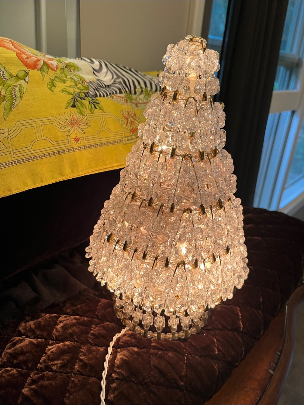 Crystal Bead Holiday String Light Tree - Clear Bead Accent